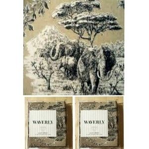 NEW 2 Waverly Scenic Safari Elephant Ebony Scene Ascot Valance